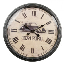 Šedo-béžové nástěnné hodiny s vinatage autem 1934 Ford – 51x5 cm