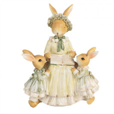 Figurka králíčí rodinky při čtení – 19 cm
