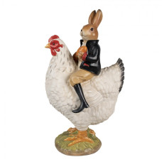 Figurka králička sedícího na slepičce – 35 cm