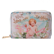 Modro-růžová střední peněženka s andělíčkem With Love and Devotion – 10x15 cm