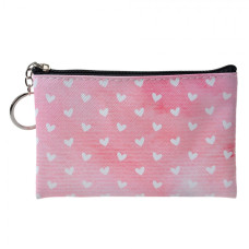 Růžová taštička do kabelky / na make-up se srdíčky Fleual – 10x15 cm