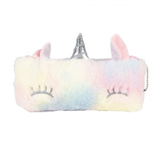 Plyšová duhová taštička do kabelky / na make-up jednorožec Unicorn – 21x14 cm