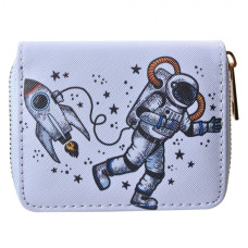 Bílá malá peněženka s astronautem Space – 11x9 cm