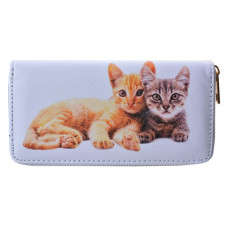 Bílá velká peněženka s kočičkami Cats – 19x10 cm