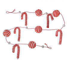 Červeno-bílá vánoční girlanda s bonbony a lízátky Candy Cane – 170 cm