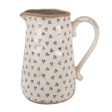 Keramický dekorační džbán s obrysy srdíček Ankie L – 21x15x23 cm