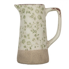 Keramický dekorační džbán se zelenými květy Carlijn M – 16x11x20 cm