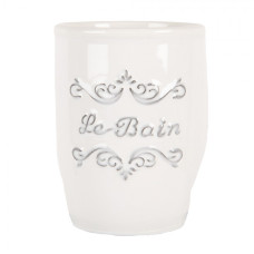 Keramický kelímek / držák na kartáčky s reliéfem Le Bain – 8x10 cm