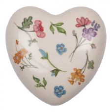 Keramické dekorační srdce se vzorem lučních kvítků Colourful Flowers – 12x12x4 cm