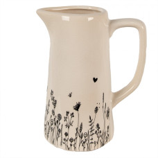 Keramický dekorační džbán s kresbou lučních rostlinek Flora a Fauna M – 16x11x20 cm