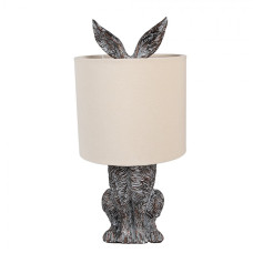 Hnědobílá stolní lampa králík s béžovým stínidlem Konijn – 20x43 cm