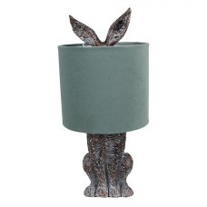 Hnědobílá stolní lampa králík s tyrkysovým stínidlem Konijn – 20x43 cm