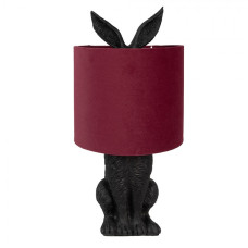 Černá stolní lampa králík s vínovým stínidlem Konijn – 20x43 cm