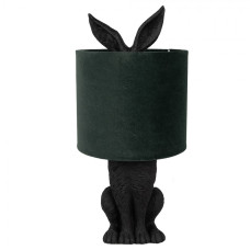 Černá stolní lampa králík s tmavě zeleným stínidlem Konijn – 20x43 cm