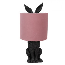 Černá stolní lampa králík s růžovým stínidlem Konijn – 20x43 cm