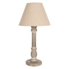 Hnědá stolní lampa s béžovým režným stínidlem Wiesje – 23x45 cm