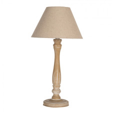 Hnědá stolní lampa s béžovým režným stínidlem Joris-jan – 26x50 cm