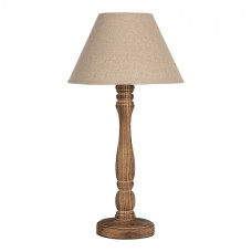 Hnědá dřevěná stolní lampa s béžovým režným stínidlem Mortimar – 26x50 cm