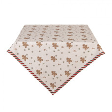 Béžový bavlněný ubrus s vánočními perníčky Classic Gingerbread Magic – 100x100 cm