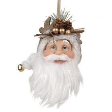 Bílo-zlatá vánoční závěsná ozdoba Santa Claus s šiškami – 10x9x28 cm