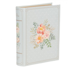 Modro-růžový úložný box ve tvaru knihy s puntíky a květy – 17x14x5 cm