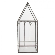Miniaturní domácí skleník / domeček s věží pro sukulenty Kas – 15x15x38 cm