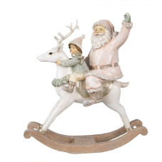Figurka Santa Clause s dítětem na houpacím koni – 21x8x23 cm