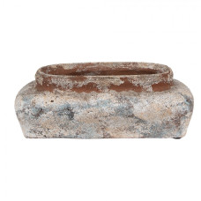 Béžovo-modrý nízký kameninový květináč Jurrien M – 22x12x8 cm