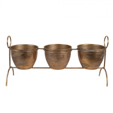 Měděný držák na 3 květináče Gertroel – 47x14x23 cm