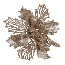 Umělá dekorace bronzová vánoční hvězda se třpytkami – 14x4 cm