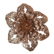 Umělá květina / dekorace magnolie bronzová – 6x2 cm