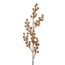 Umělá květina / dekorace větvička s kuličkami bronzová – 65 cm