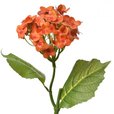 Umělá květina oranžová hortenzie s červeným středem – 37 cm