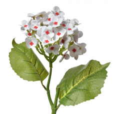 Umělá květina bílá hortenzie s červeným středem – 37 cm