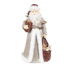 Figurka Santa Clause v šedém obleku s dárky – 31 cm