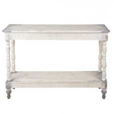 Bílý dřevěný stolek se 2 patry Gerttijn – 110x35x78 cm