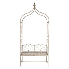 Bílá zahradní lavička pod obloukem Chantémi – 108x41x239 cm