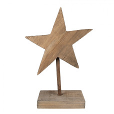 Dřevěná dekorace hvězdy na podstavci v rustikálním stylu – 15x8x21 cm