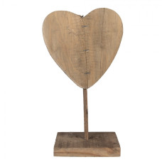 Dřevěná dekorace srdce na podstavci v rustikálním stylu – 15x8x27 cm