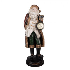 Vánoční dekorace Santa Claus s rukou v kapse držící hodiny – 15x13x40 cm
