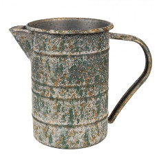 Šedo-zelená kovová dekorační konev s patinou Dirkluc VI – 19x10x15 cm