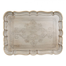 Šedý plastový tác s ornamentem Rousskin – 40x30 cm