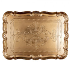Zlatý plastový tác s ornamentem Rousskin – 40x30 cm