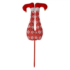 Vánoční dekorace zapichovací elf v červených punčochách – 80 cm