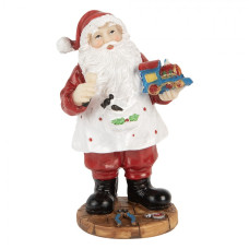 Vánoční dekorace Santa Claus v bílé zástěře vyrábějící dárky – 8x6x13 cm