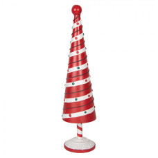 Vánoční dekorace kovový stromeček ve stylu Candy Cane – 13x49 cm