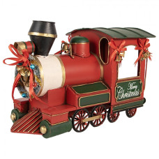 Vánoční dekorace lokomotiva se zvonečky Merry Christmas – 35x16x22 cm