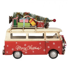 Vánoční dekorace hippie bus se stromečkem a dárky – 38x16x28 cm