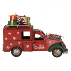 Vánoční dekorace dodávka se stromečkem a dárky Merry Christmas – 26x11x17 cm