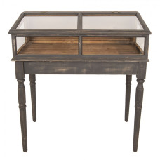 Černá dřevěná stolní vitrína ve vintage stylu – 80x46x85 cm